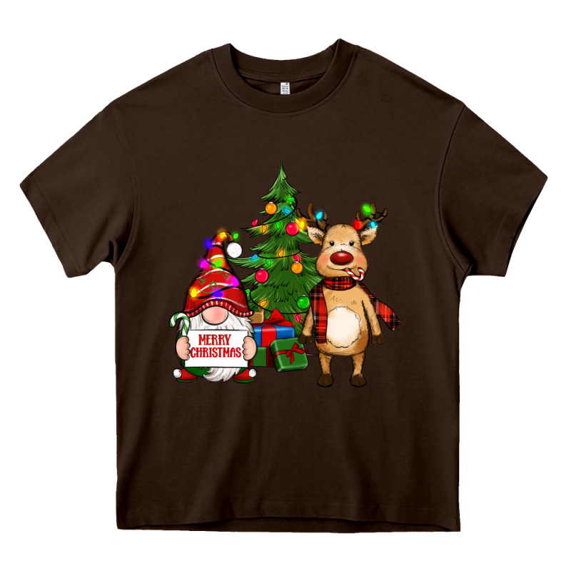 Merry Christmas Gnomes, Reindeer Heavy Core Tee by RanaPortraitStore | Teevron