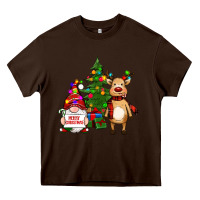 Chocolate Brown merry christmas gnomes, reindeer Heavy Core Tee - RanaPortraitStore