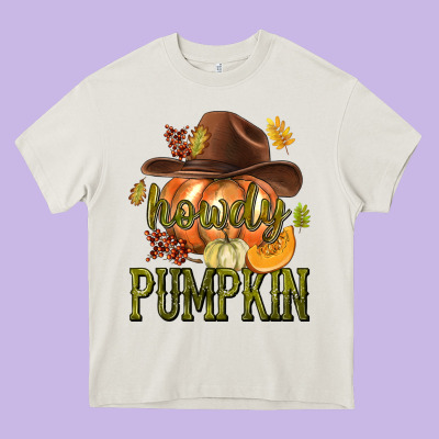 Howdy Pumpkin Heavy Core Tee Designed By Texasbilliewilder