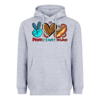 Heather Grey peace love hotdogs Heavyweight Hoodie - AdoDesignShop