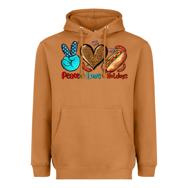 Peace Love Hotdogs Heavyweight Hoodie by AdoDesignShop | Teevron