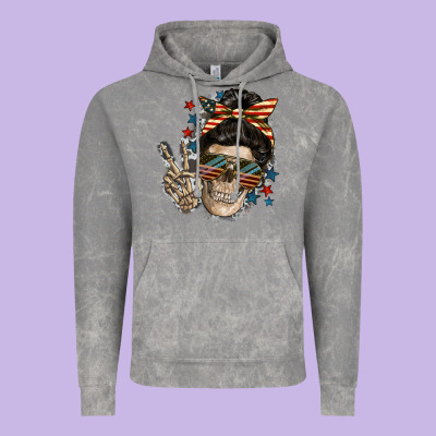 American Mother Skull Vintage Hoodie Designed By Fadigitalartstudio