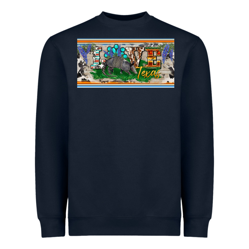 Love Texas Armadillo License Plate Heavyweight Sweatshirt by BarkalooDesign | Teevron