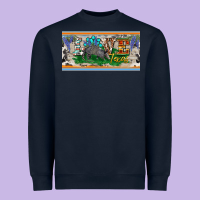 Love Texas Armadillo License Plate Heavyweight Sweatshirt Designed By Barkaloodesign