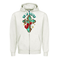 He Is Risen Cross With Roses Zipper Hoodie | Teevron