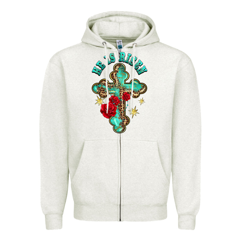He Is Risen Cross With Roses Zipper Hoodie by BarkalooDesign | Teevron