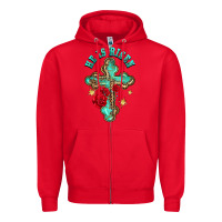 Red he is risen cross with roses Zipper Hoodie - BarkalooDesign