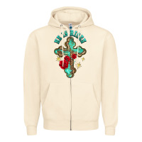 Sandshell he is risen cross with roses Zipper Hoodie - BarkalooDesign