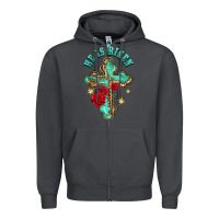 Smoke he is risen cross with roses Zipper Hoodie - BarkalooDesign