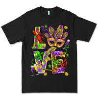 Black Mardi Gras love Premium Tee - HowdyJamesFarm