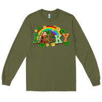 Army Green lucky gnome St. Patricks Day Long Sleeve Tee - FaDigitalArtStudio