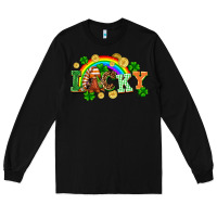 Black lucky gnome St. Patricks Day Long Sleeve Tee - FaDigitalArtStudio
