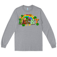 Heather Grey lucky gnome St. Patricks Day Long Sleeve Tee - FaDigitalArtStudio