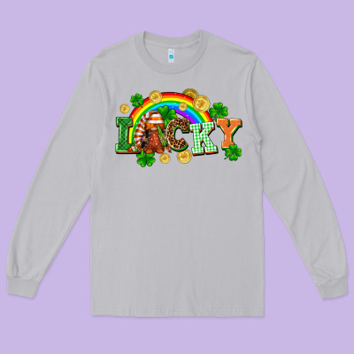 Lucky Gnome St. Patricks Day Long Sleeve Tee Designed By Fadigitalartstudio