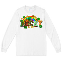 White lucky gnome St. Patricks Day Long Sleeve Tee - FaDigitalArtStudio