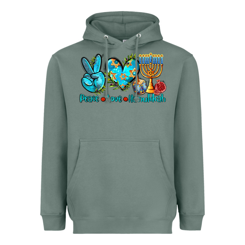 Peace Love Hanukkah Heavyweight Hoodie by AdoDesignShop | Teevron