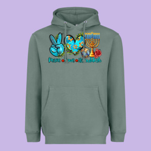 Peace Love Hanukkah Heavyweight Hoodie Designed By Adodesignshop