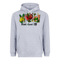Heather Grey peace love  elf Heavyweight Hoodie - AdoDesignShop