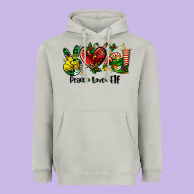 Peace Love  Elf Heavyweight Hoodie Designed By Adodesignshop