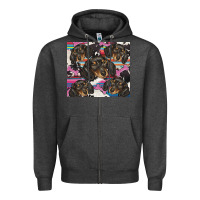 Charcoal Heather dachshund Zipper Hoodie - BarkalooDesign