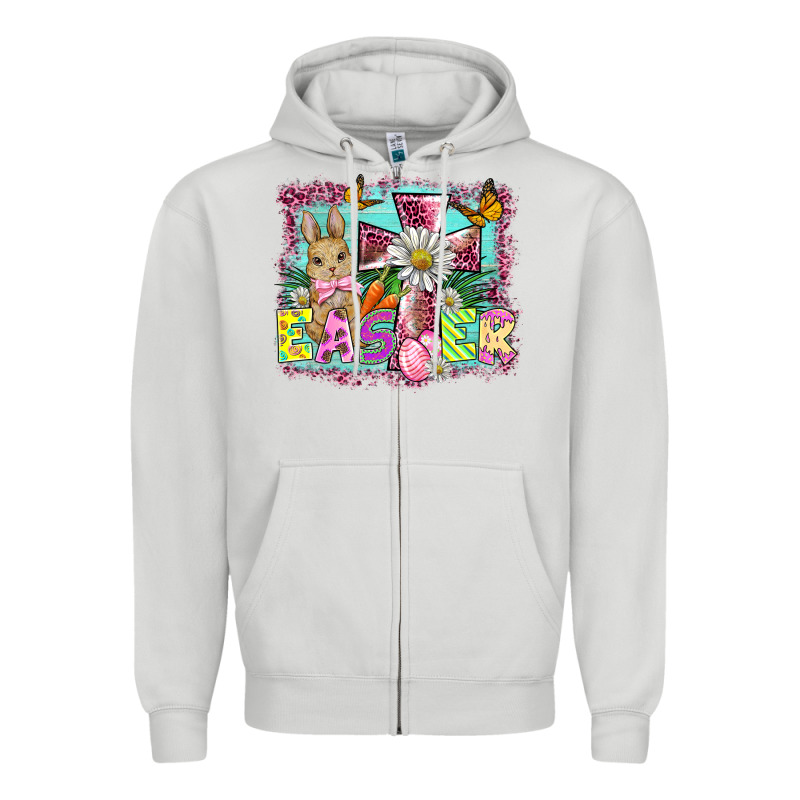 Easter Cross Background Zipper Hoodie by BarkalooDesign | Teevron