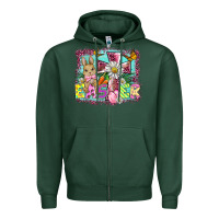 Sports Green easter cross background Zipper Hoodie - BarkalooDesign
