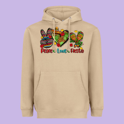 Peace Love Fiesta Ado Heavyweight Hoodie Designed By Adodesignshop