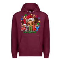 Burgundy Merry Christmas Premium Hoodie - CowhideDigitalArt