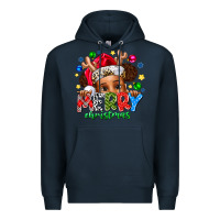 Navy Merry Christmas Premium Hoodie - CowhideDigitalArt