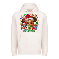 Pale Pink Merry Christmas Premium Hoodie - CowhideDigitalArt