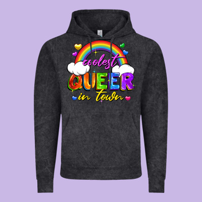 Coolest Queer In Town Vintage Hoodie Designed By Fadigitalartstudio
