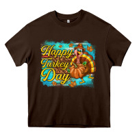 Chocolate Brown Happy Turkey Day Heavy Core Tee - texasbilliewilder