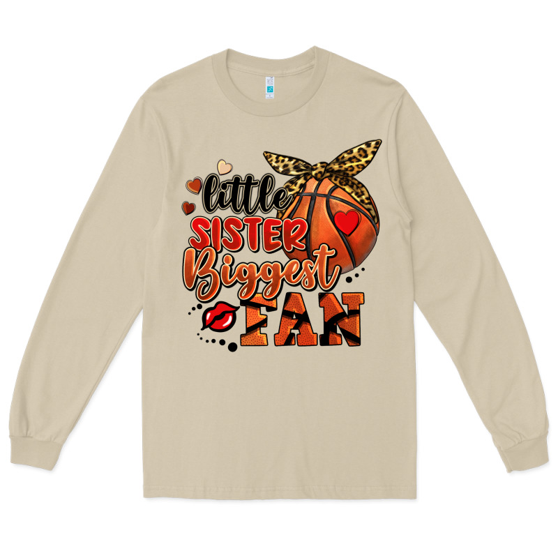 Little Sister Biggest Fan Basketball Long Sleeve Tee by FaDigitalArtStudio | Teevron
