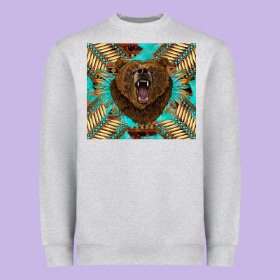 Bear Native American  Tumbler Heavyweight Sweatshirt Designed By Barkaloodesign