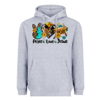 Heather Grey peace love jesus Heavyweight Hoodie - AdoDesignShop