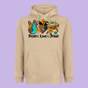 Peace Love Jesus Heavyweight Hoodie Designed By Adodesignshop