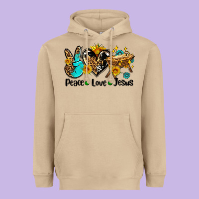 Peace Love Jesus Heavyweight Hoodie Designed By Adodesignshop