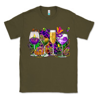 Army Green mardi gras wine glasses cowgirl Classic Tee - CowGirlArtShop