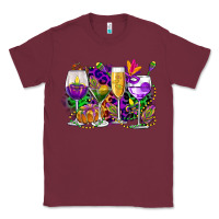 Burgundy mardi gras wine glasses cowgirl Classic Tee - CowGirlArtShop