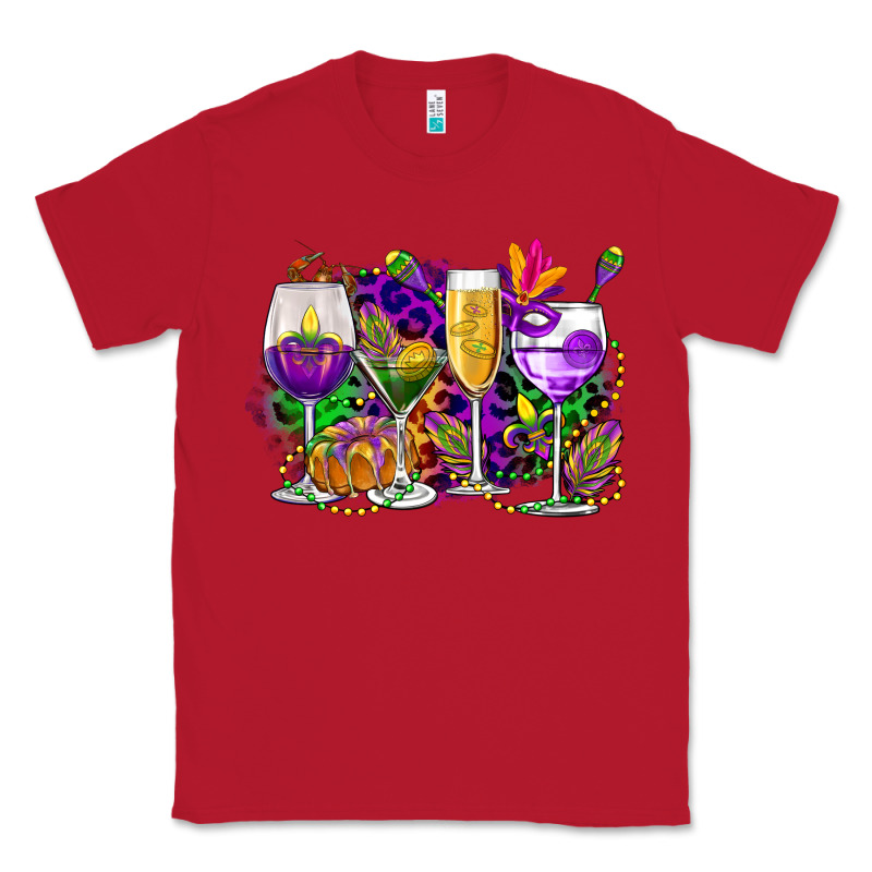 Mardi Gras Wine Glasses Cowgirl Classic Tee by CowGirlArtShop | Teevron