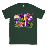 Sports Green mardi gras wine glasses cowgirl Classic Tee - CowGirlArtShop