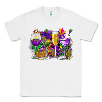 White mardi gras wine glasses cowgirl Classic Tee - CowGirlArtShop