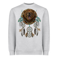 Heather Grey bear  native dreamcatcher Heavyweight Sweatshirt - BarkalooDesign