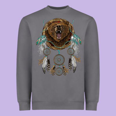 Bear  Native Dreamcatcher Heavyweight Sweatshirt Designed By Barkaloodesign