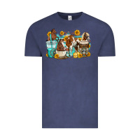 Vintage Denim horses coffee cups Vintage Tee - OliviaCreatesArt