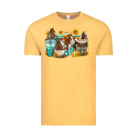 Vintage Mustard horses coffee cups Vintage Tee - OliviaCreatesArt