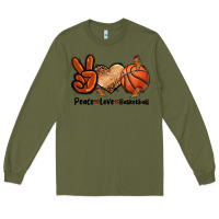 Army Green Peace Love Basketball Long Sleeve Tee - FaDigitalArtStudio