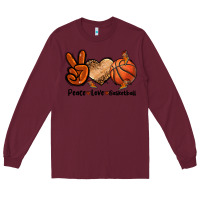 Burgundy Peace Love Basketball Long Sleeve Tee - FaDigitalArtStudio