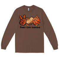 Chestnut Peace Love Basketball Long Sleeve Tee - FaDigitalArtStudio