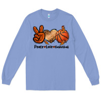 Colony Blue Peace Love Basketball Long Sleeve Tee - FaDigitalArtStudio